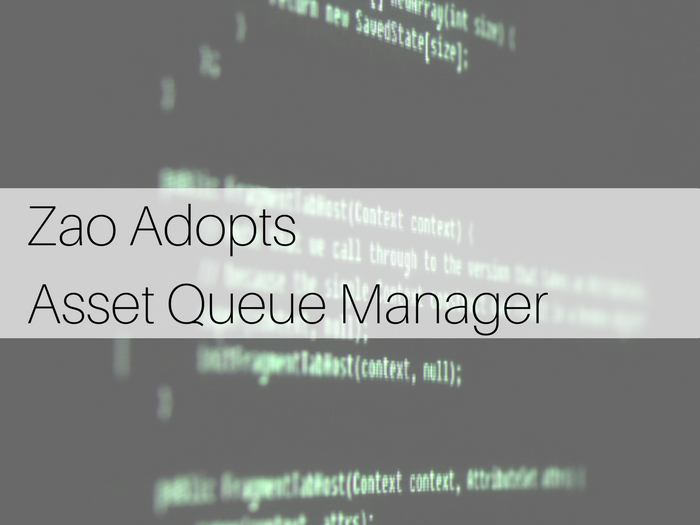 Zao Adopts Asset Queue Manager on background of WordPress code image