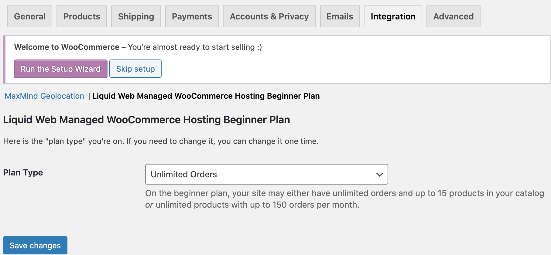 WooCommerce Upper Limits Settings page.